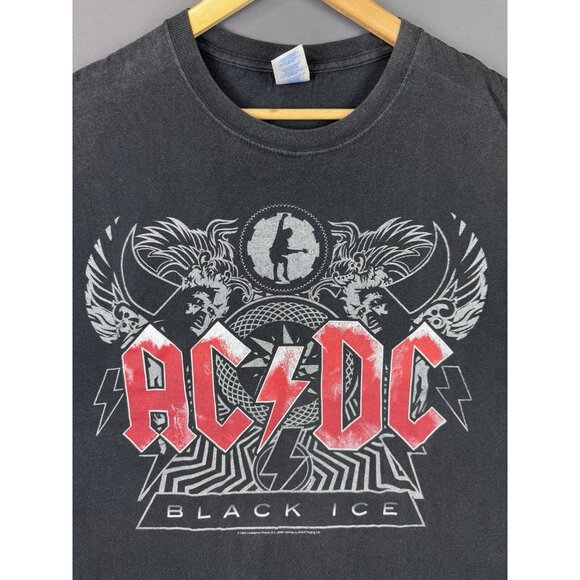 Vintage Y2K AC DC Band Tee Black Ice Concert Promo Tour Black Large Rock Album - Picture 3 of 11